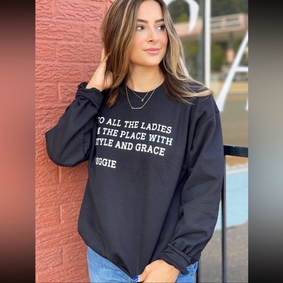 ask apparel Sweaters - ASK Apparel Women’s Black Long Sleeve Biggie Smalls Lyrics Crewneck Sweater